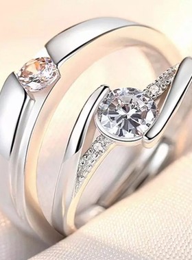 情侣戒指男女款开口对戒仿真钻网红饰品外贸货源工厂直销ring