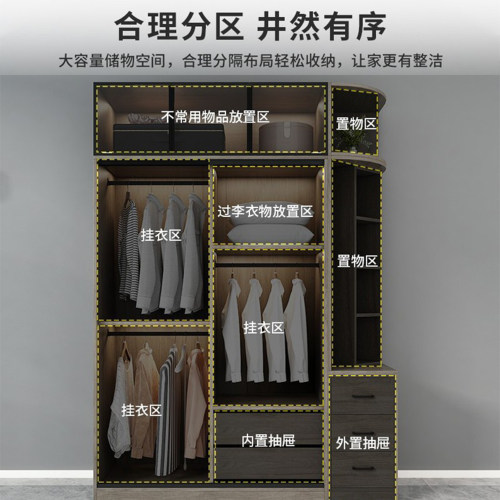 衣柜家用卧室定制轻奢玻璃推拉门现代简约小户型简易衣柜出租房用 - 图1