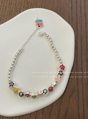 归野彩色油画小花冰淇淋手链女