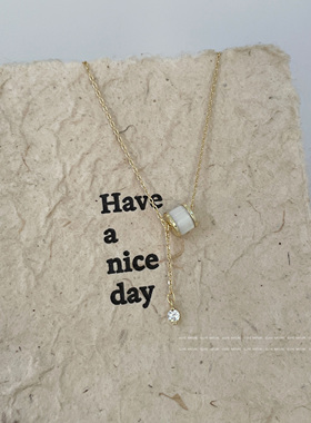 温柔猫眼石吊坠小蛮腰项链女