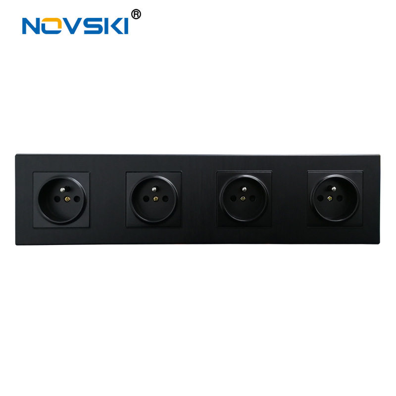 诺世奇新款欧盟电源插座家用暗装86型172*86mm阻燃PC拉丝面板法式 - 图2
