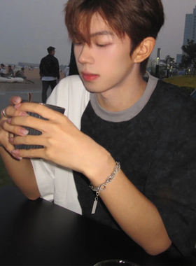 手链男潮高颜值学生双层叠戴