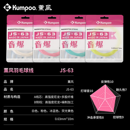 薰风新款羽毛球线高弹耐打强击球音爆网线羽毛球拍羽线熏风JS-63 - 图3