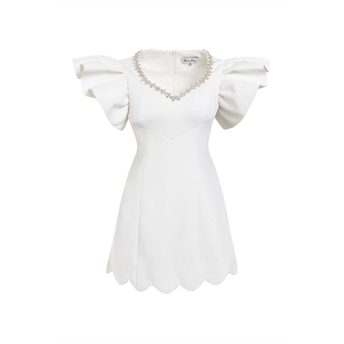 Maison Wester夏季白色钻链连衣裙年优雅轻奢时尚甜美少A字裙 - 图3