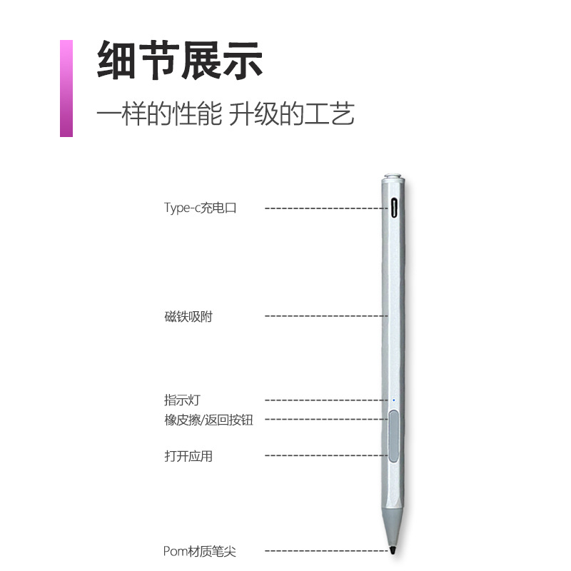 联想小新padpro2021触控笔小新触控笔第二代适用微软surface小新PadPro电容手写笔4096压感MPP协议触控笔-图2