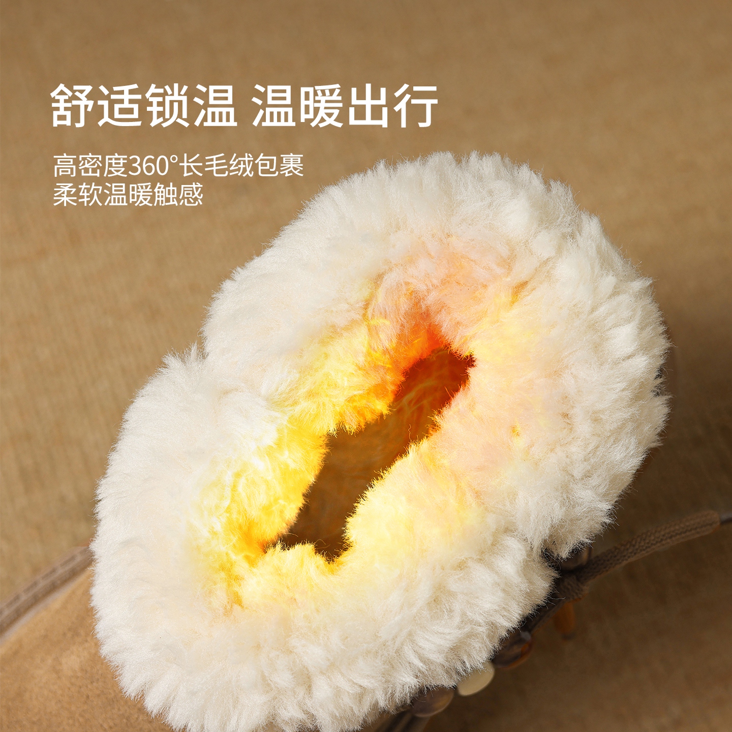 ZHR厚底雪地靴女2025冬季新款加绒加厚防滑保暖棉鞋真皮棕色短靴 - 图3