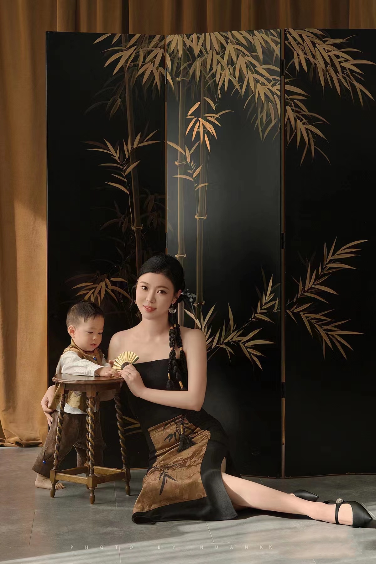 暖白xTUTUWING正版  亲子装新中式旗袍抓周周岁 - 图1