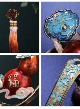 一森诺（ESANO）铜葫芦摆件工艺品开业乔迁礼物客厅办公室桌面酒