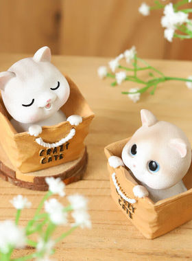 乐蕾迪创意可爱摇头猫办公室桌面小摆件网红家居装饰品生日礼物送