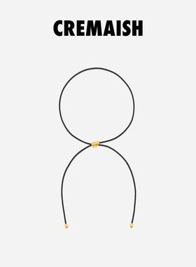 CREMAISH 咖啡豆皮绳项链 铜镀18K金高级感气质简约百搭锁骨链女