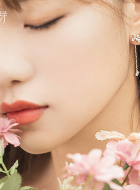 花芽四叶草小幸运纯银耳钉