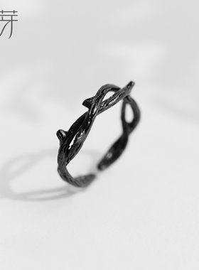 花芽原创荆棘玫瑰情侣对戒纯银女