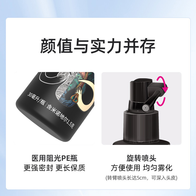 达霏欣 米诺地尔搽剂5% 60ml 2% 酊男士用女生秃发液送上药器正品 - 图1