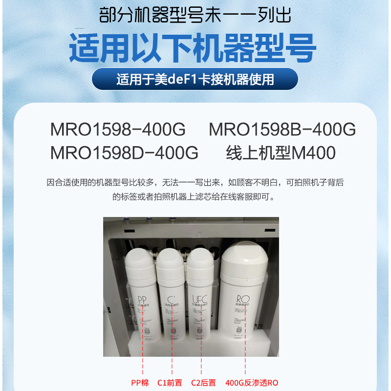 芯园适用美的净水器F1滤芯MRO1598-400G 1598B 1598D M400纯水机 - 图0