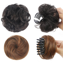 Low Zamballs Subhead Wig Woman Real Hair Hair Circle Hanfu Gowong Hair Bag Natural Fluffy Hair Sloppy Disc Hair deity