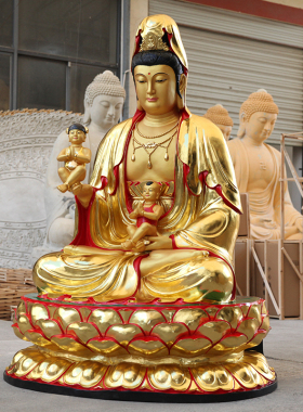 2米1金色送子观音摆件供奉观音菩萨像观音佛像男孩女孩送子娘娘