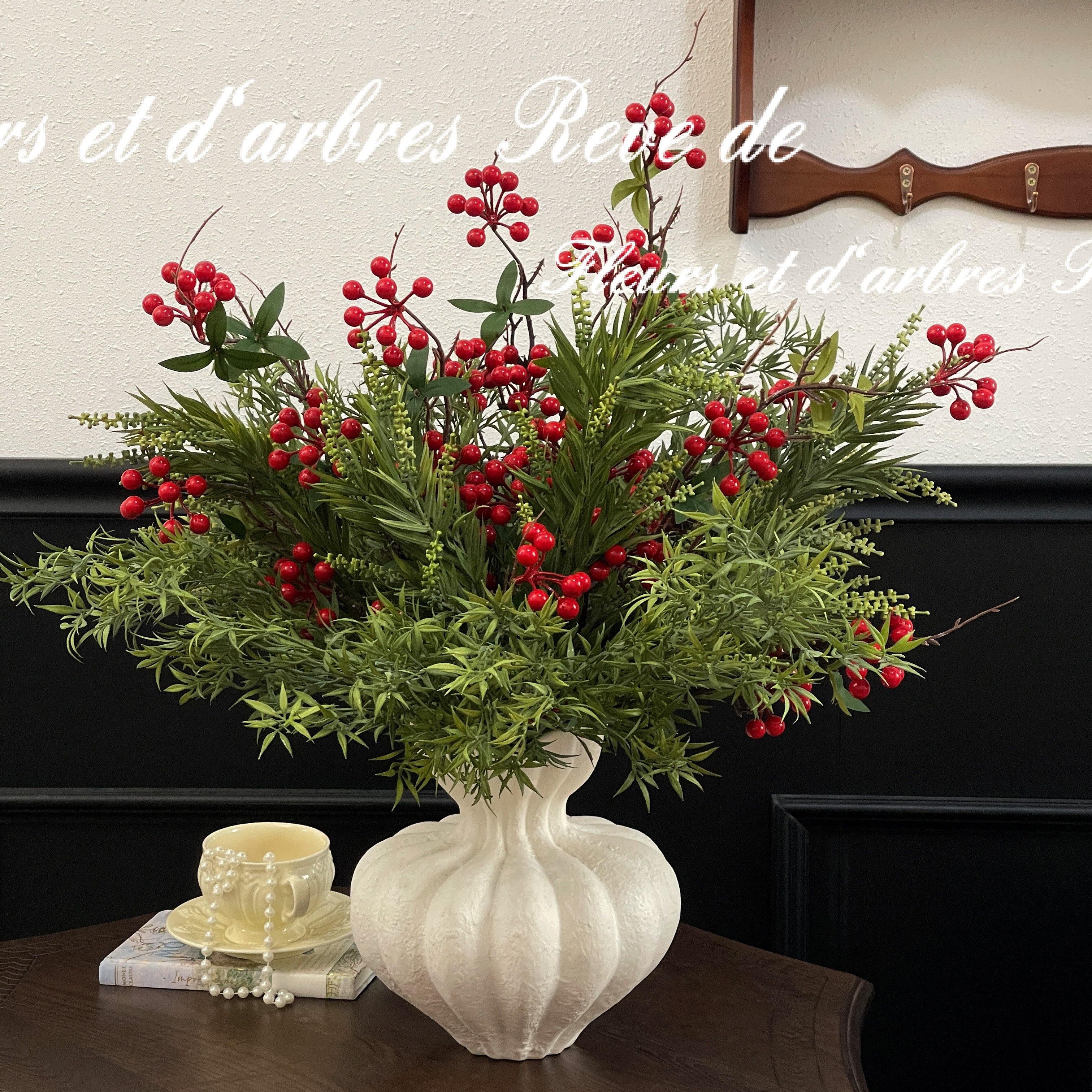 红果冬青仿真绿植过春节日装饰品圣诞摆件花瓶橱窗场景布置摆件草,淘宝优惠券,粉丝福利购,淘宝优惠卷