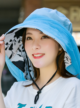 夏季防晒帽子面纱防柳絮防蚊虫