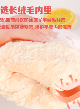 滑雪手套女焖子冬季学生加绒加厚骑车防滑连指防风防水保暖棉手套