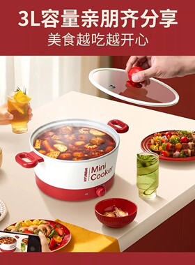 HYUNDAI3L钛涂不粘电煮锅涮炒