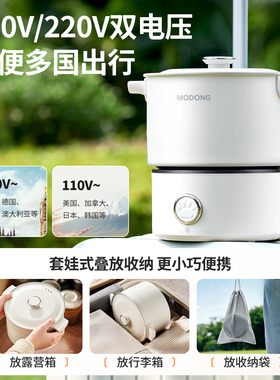 便携分体易收纳110v220V双电压锅