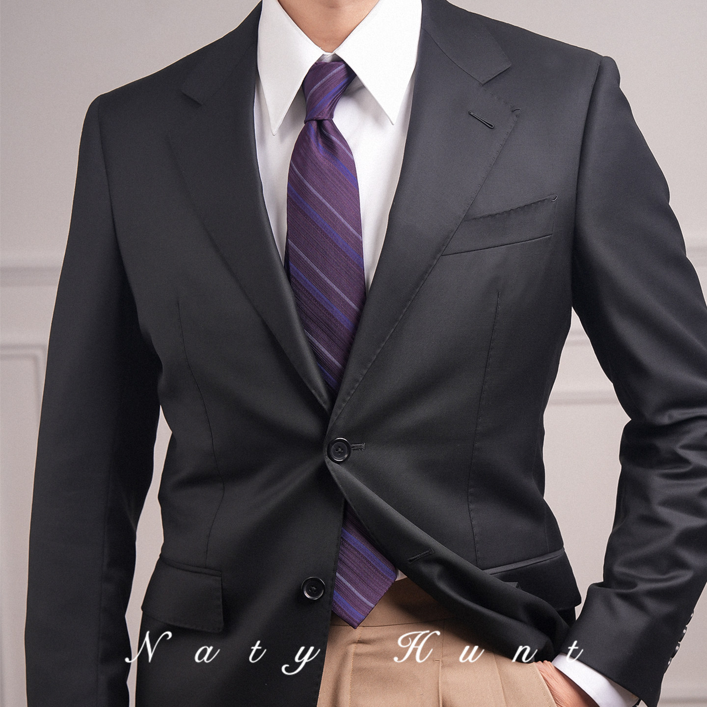 Natyhunt紫途青云时尚条纹桑蚕丝领带8CM轻奢商务手打领带男礼物,淘宝优惠券,粉丝福利购,淘宝优惠卷