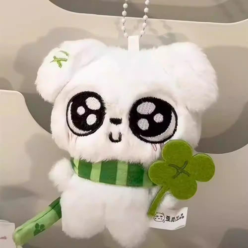 四叶草小狗挂件毛绒高颜值治愈可爱公仔玩偶钥匙扣有趣的包包挂件 - 图1