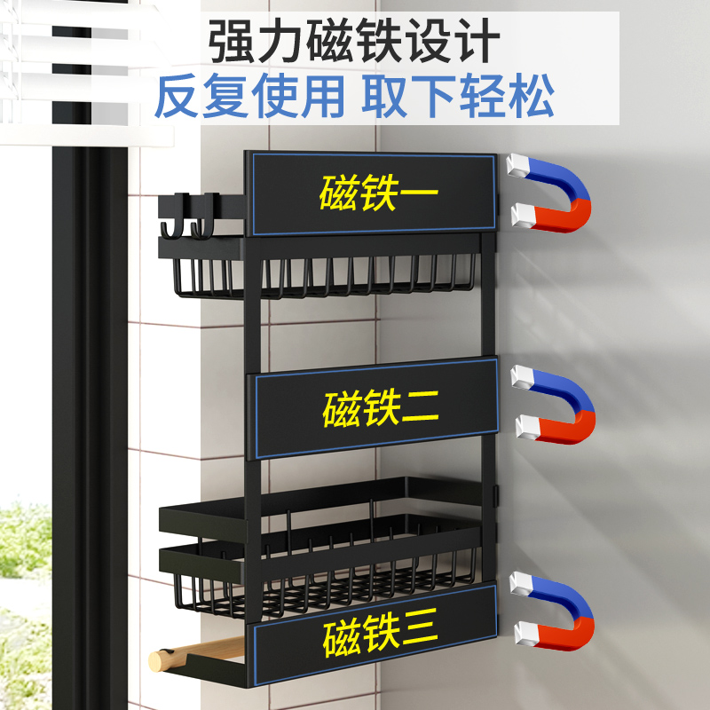 冰箱挂架置物架厨房免打孔磁吸多功能家用侧面壁挂篮保鲜膜收纳架-图1