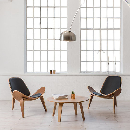 北欧微笑贝壳椅客厅靠背飞机椅休闲简约现代设计师阳台单人沙发椅 - 图2