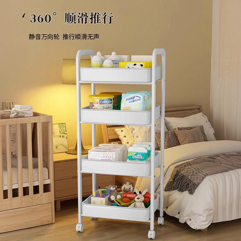 手推车置物架落地多层收纳架浴室带轮小推车多功能玩具零食收纳 - 图3