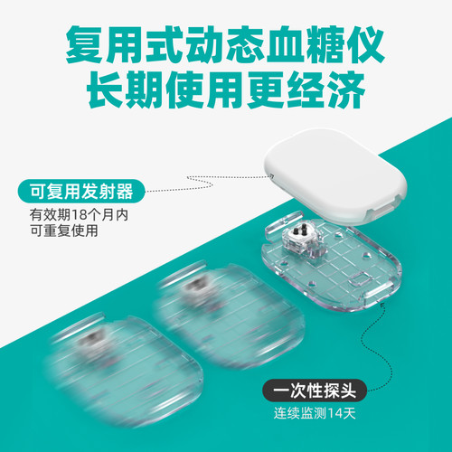 【会员卡】硅基轻享动态血糖仪精准家用老人免扎手指24h血糖监测 - 图1