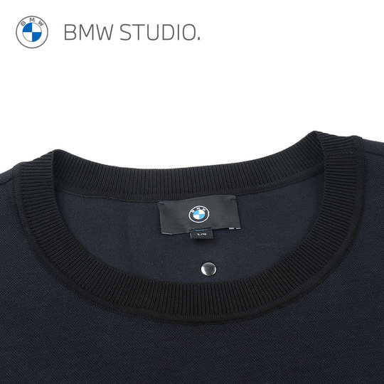 BMW STUDIO BMW men's winter tops fashionable and versatile Devin brushed round neck long sleeve men's T-shirt