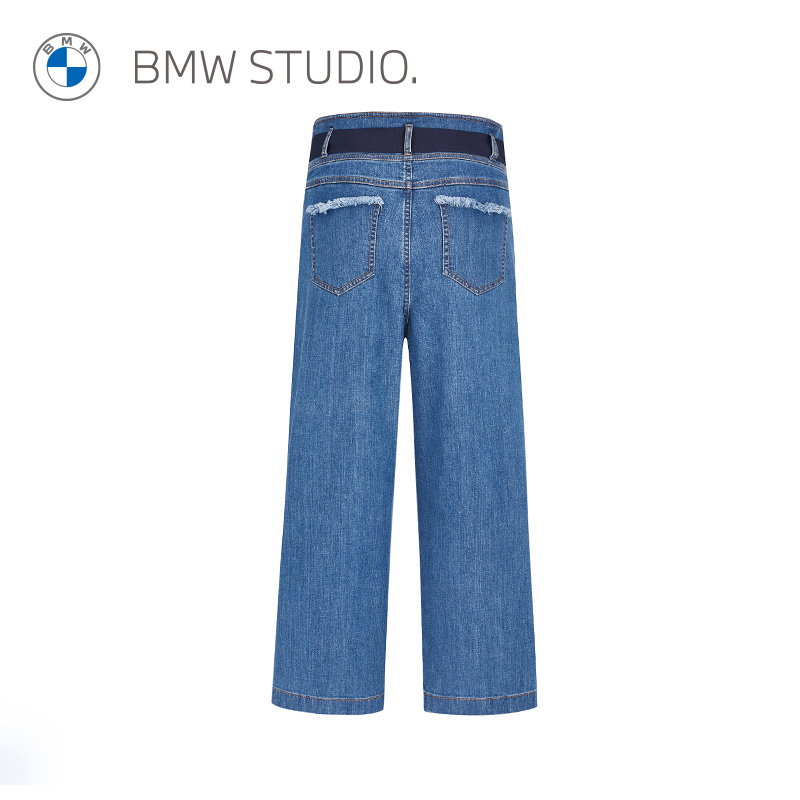 BMW Studio宝马女装官方夏季新款时尚宽松简约百搭女士阔腿牛仔裤 - 图0