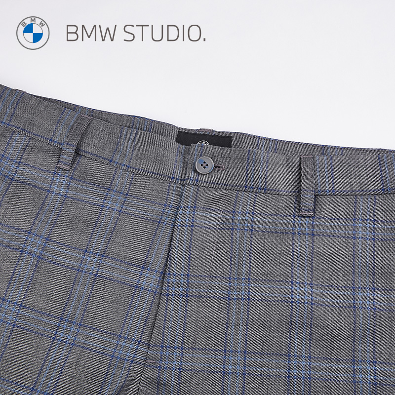 BMW Studio宝马男装春夏季休闲裤时尚复古条纹格罗纹束腿休闲裤男 - 图1