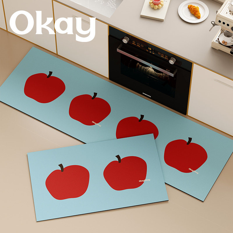 okay苹香蜜梨厨房地垫吸水吸油防滑耐脏脚垫高级感百搭简约地垫子,淘宝优惠券,粉丝福利购,淘宝优惠卷