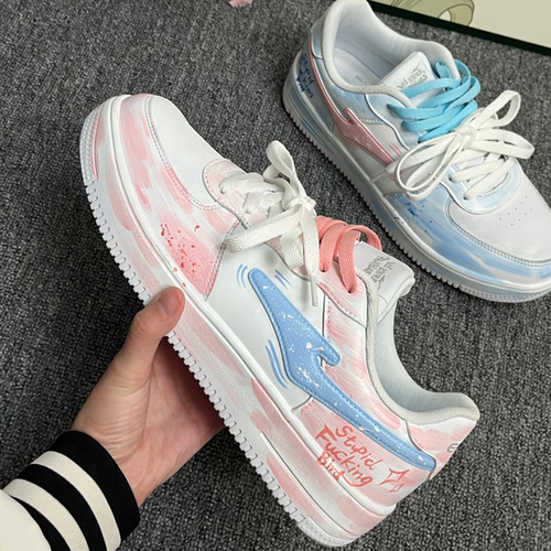 【定制球鞋】鸿星尔克空军一号复古水墨国风晕染防滑耐磨低帮板鞋 - 图0