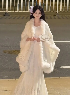 斗篷保暖外套毛绒披风外搭女