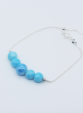 景德镇松石绿釉陶瓷葫芦手链