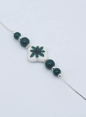 景德镇釉下彩手绘格桑花陶瓷手链