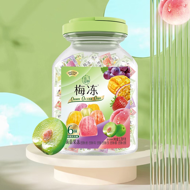 溜溜梅天然青梅梅冻400g6味分享装袋散装草莓葡萄百香果蒟蒻果冻