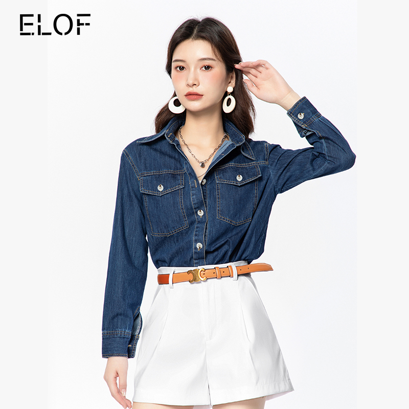 ELOF复古纯棉牛仔衬衫