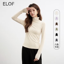 ELOF heaps collar high collar long sleeve undershirt woman 2023 new pure color inner hitch black white color display slim warm blouse