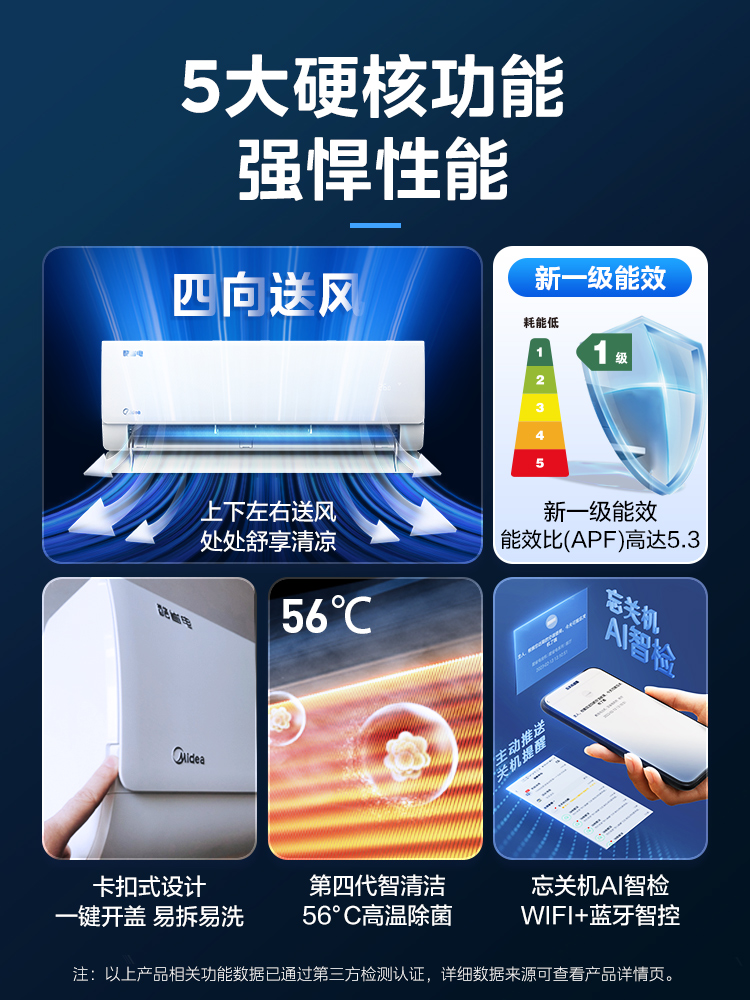 美的空调酷省电1.5匹p一级能效变频冷暖两用挂式空调35KS1-1