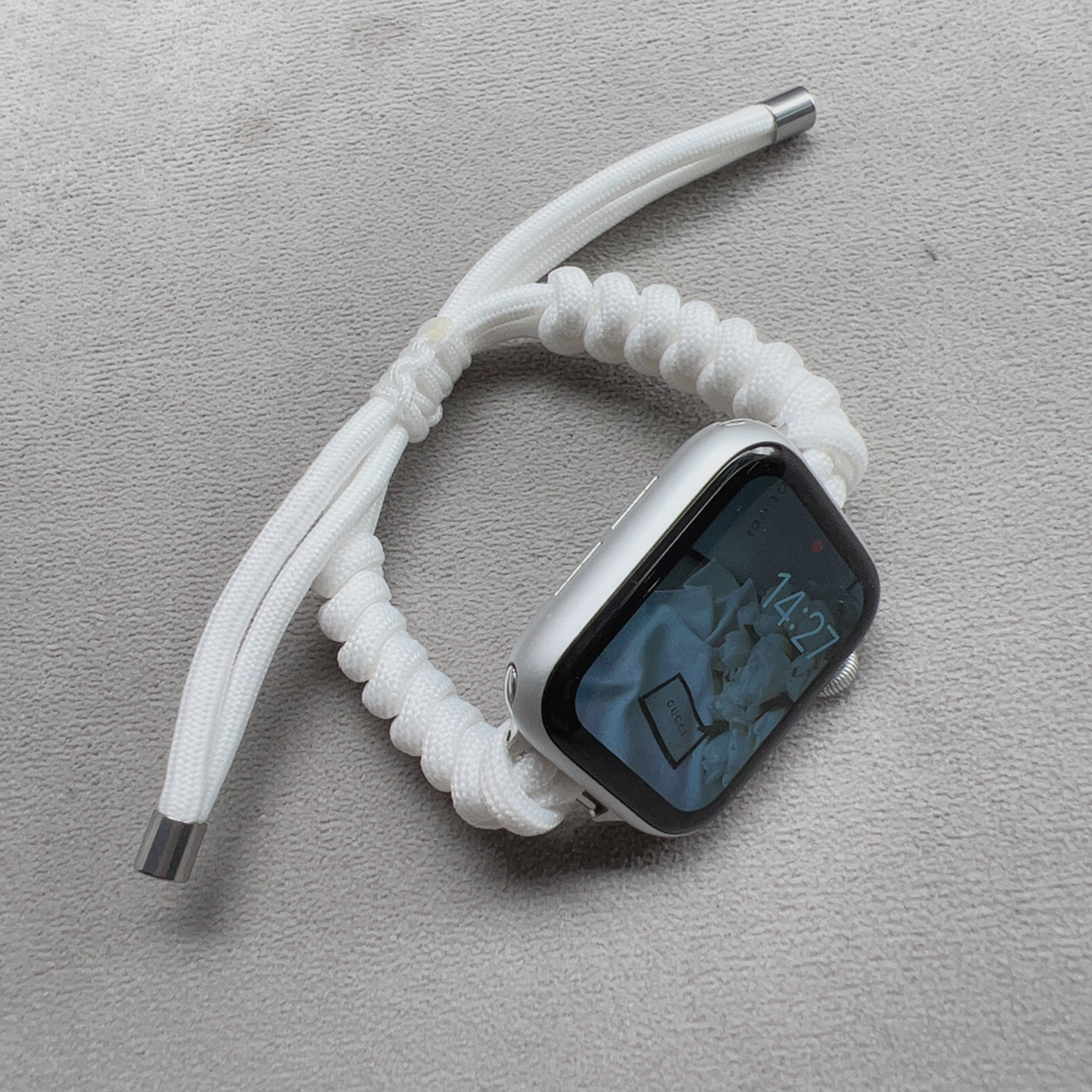 IWUJIAO适用苹果手表表带apple iwatch s8 9 7 5 4 3 2 1 6 se 44mm 41mm 40 45mm编织伞绳拉伸户外ultra49mm - 图1