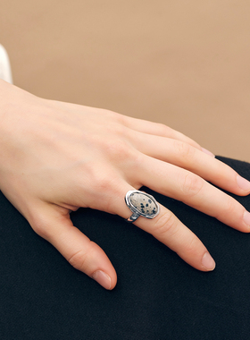 meililove/莓拉蛋形斑点戒指轻奢高级感情侣戒指新中式开口戒