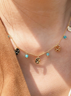 莓拉玻璃海波西米亚可抽拉项链