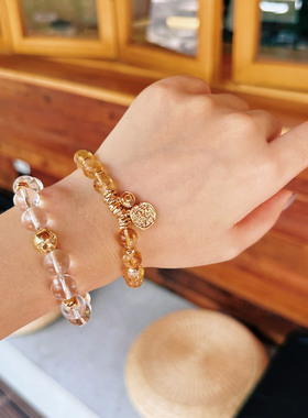 【秋冬新品】莓拉「流光琥珀」黄水晶精致手串手链新中式轻奢礼物