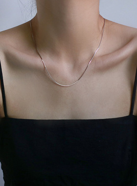 新款纯银细丝韩版小众蛇骨项链简约骨链韩版时尚高级感银饰
