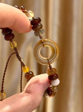 新中式复古棕色平安扣手链女小红书同款国风手饰精致高颜值手链