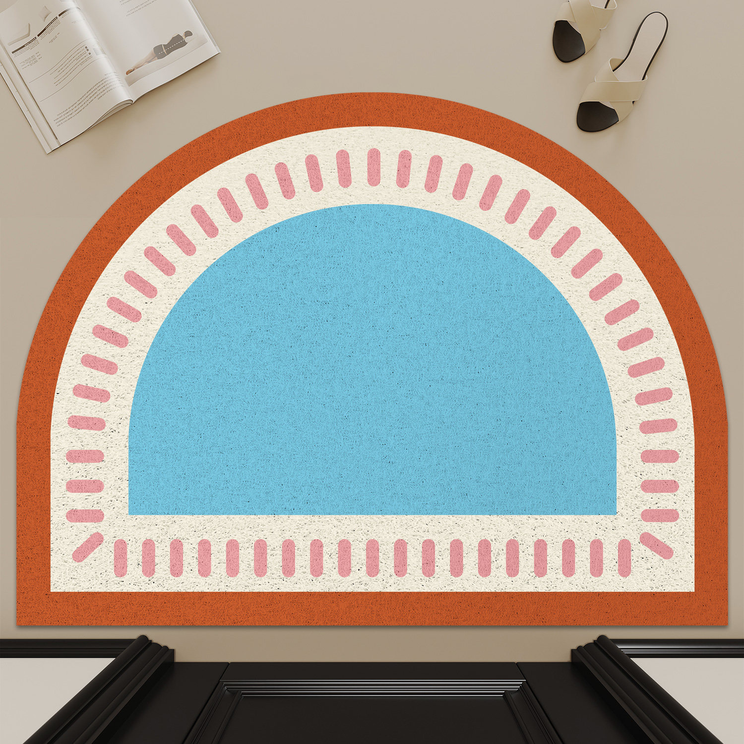 丝圈入户门地垫半圆形多巴胺门口进门脚垫大门口刮沙除尘玄关地毯,淘宝优惠券,粉丝福利购,淘宝优惠卷